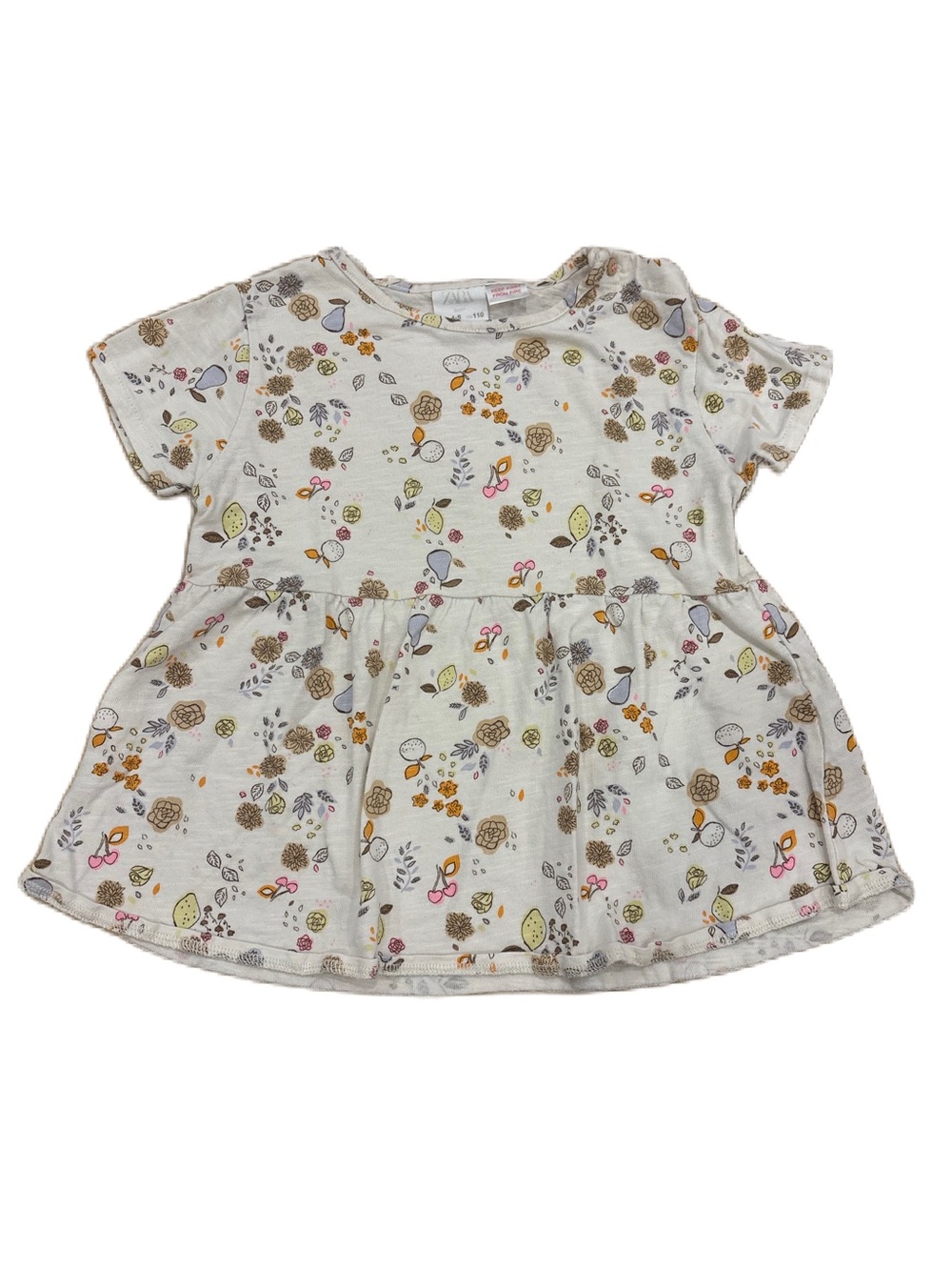 Zara Cream Floral Peplum Top - Size 4-5